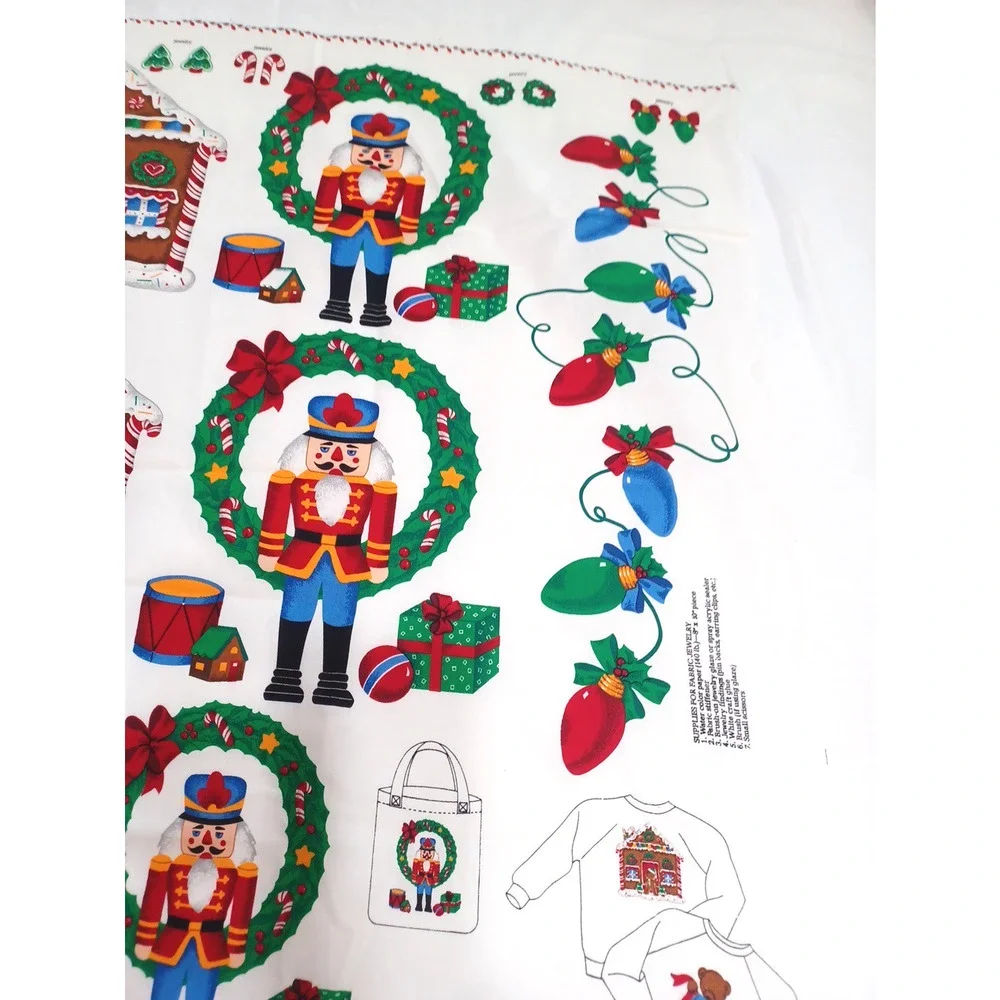 VTG Cranston Christmas Toys Decor Holiday Appliques Panel Cotton Fabric